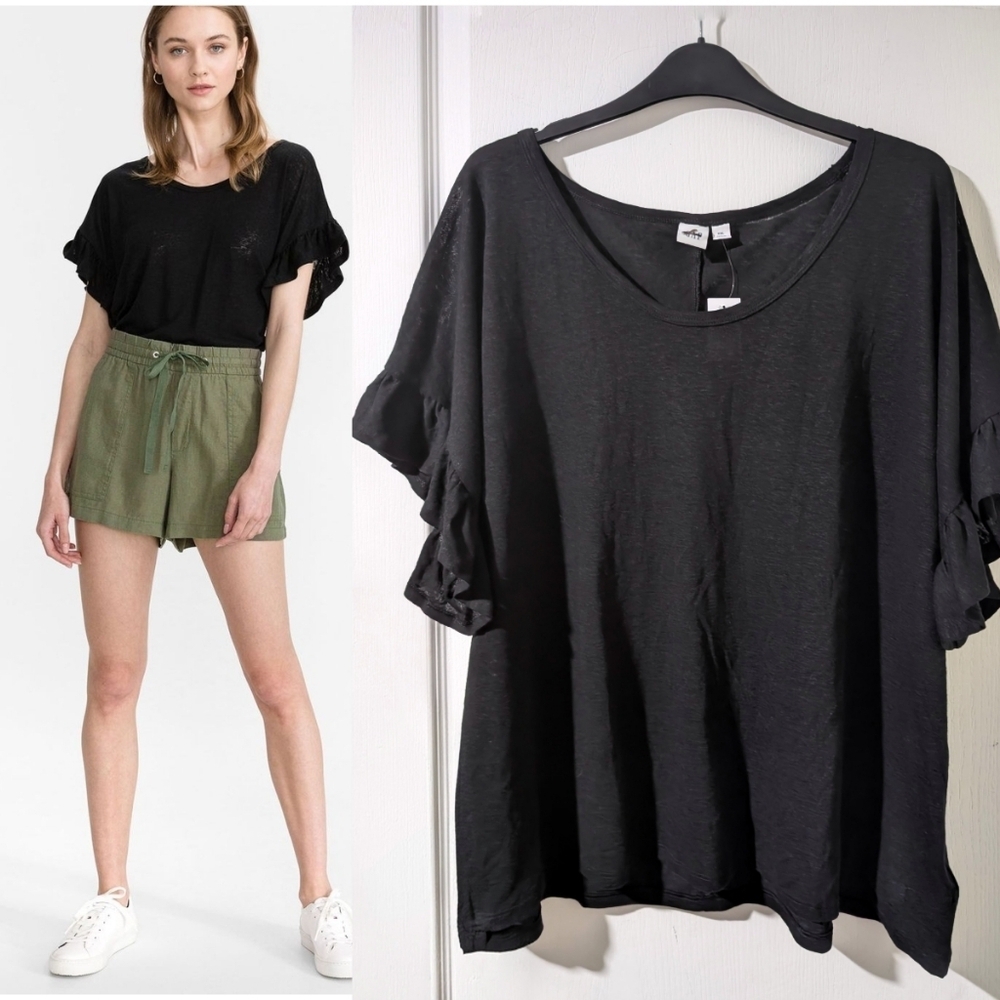 GAP | Short Sleeve Linen Tee In True Black